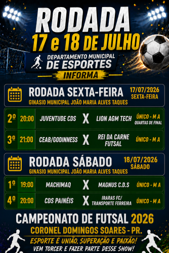  Campeonato Municipal de Futsal 2026 de Coronel Domingos Soares